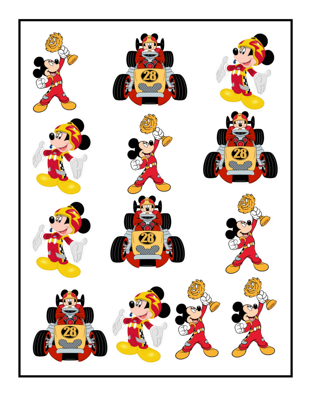 Mickey Roadster Card Stock Toppers — Choco House